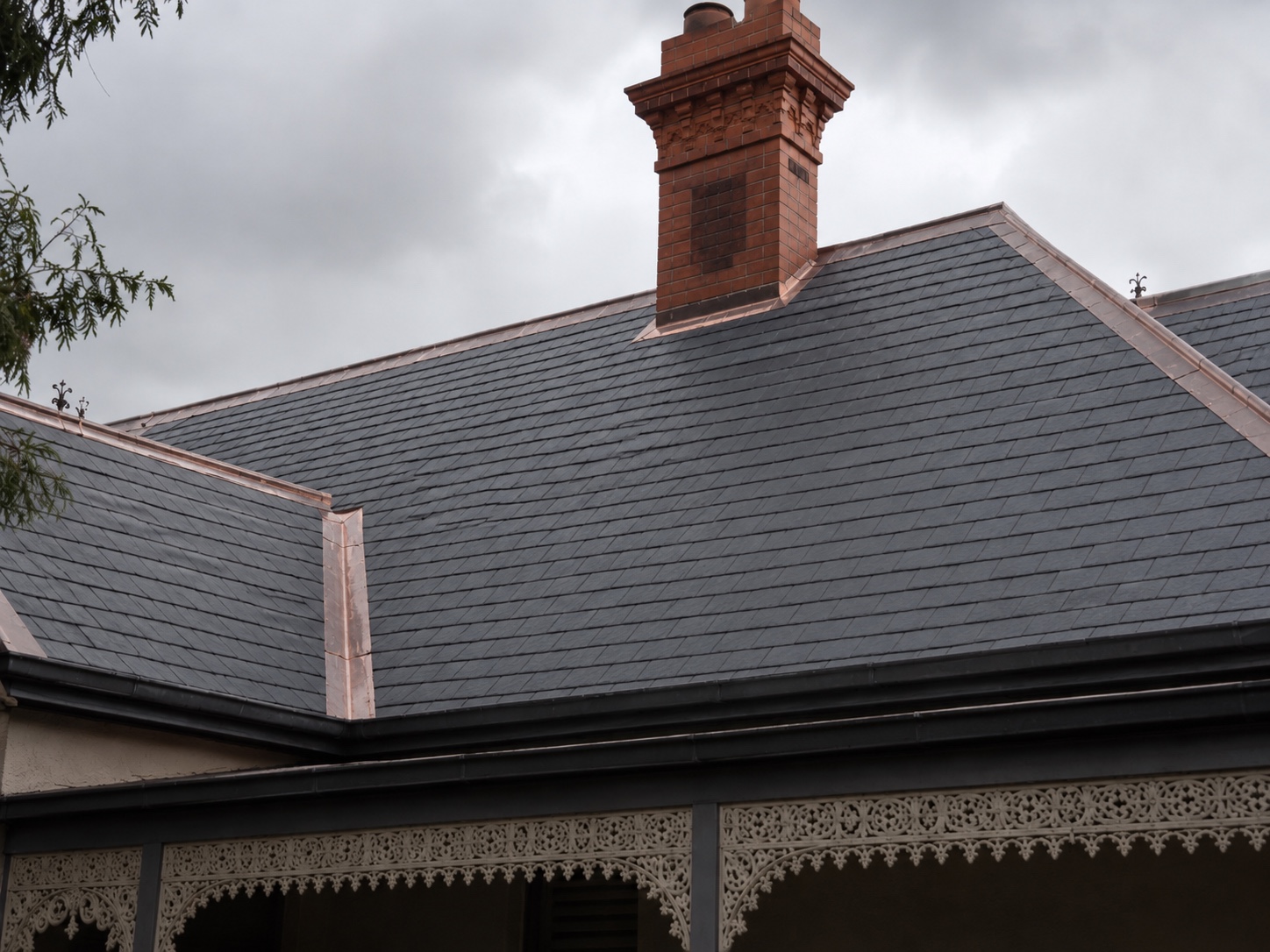 Same slate roof after restoration